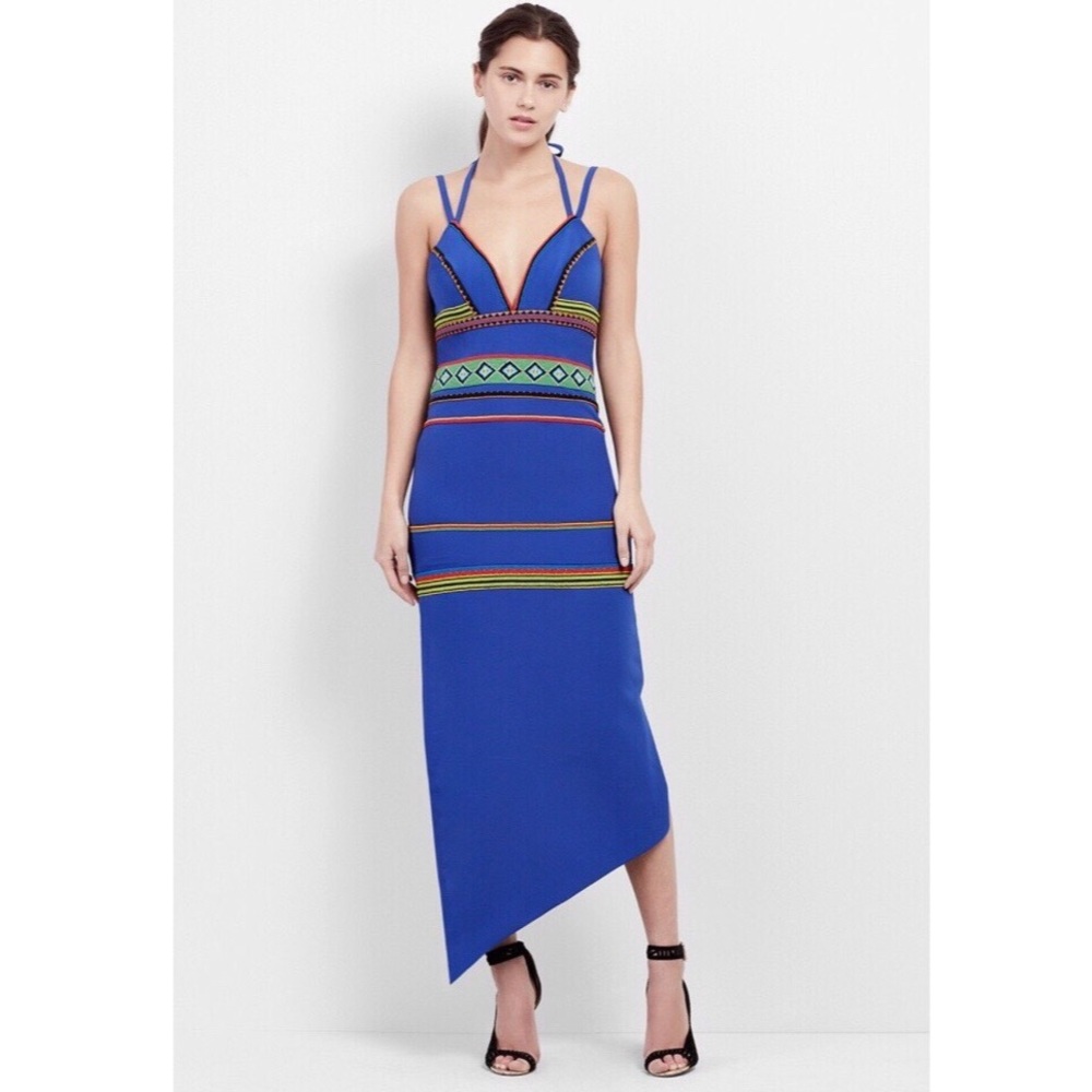 Nicole Miller Beaded asymmetrical statement dress